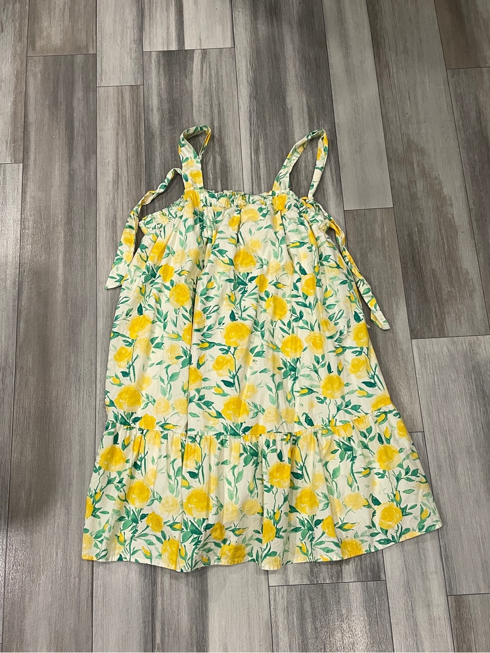 HYFVE Lemon Print Babydoll Mini Dress with Tie Straps